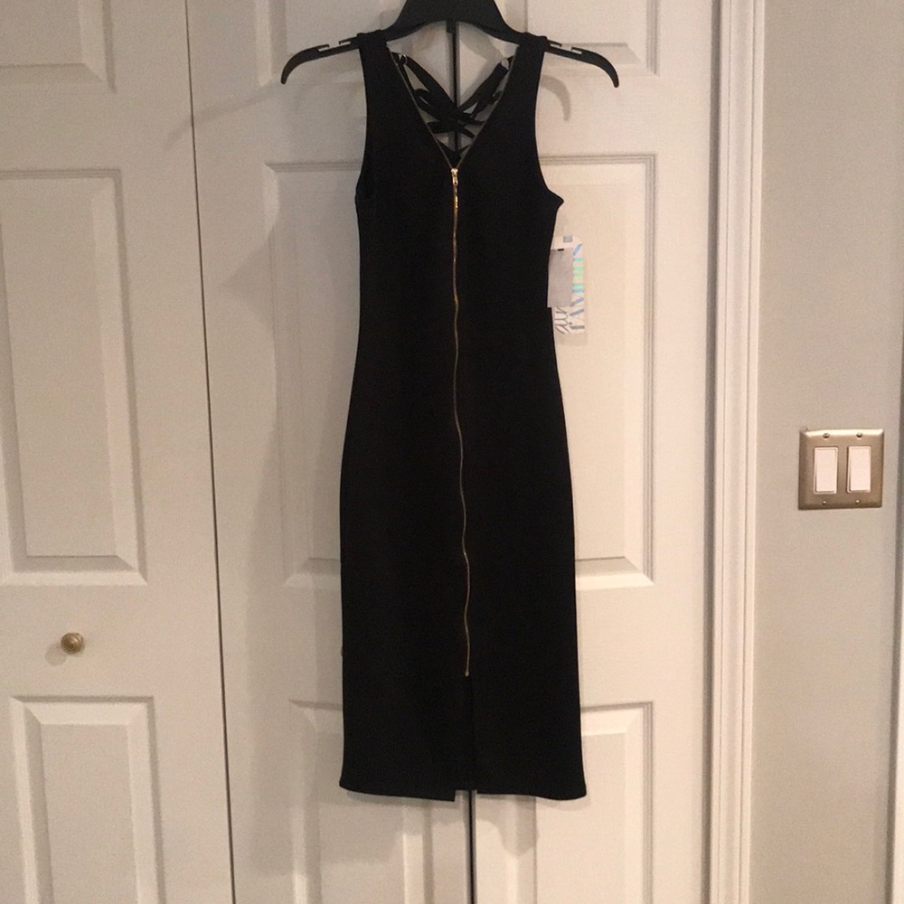 Black zip front midi dress size small